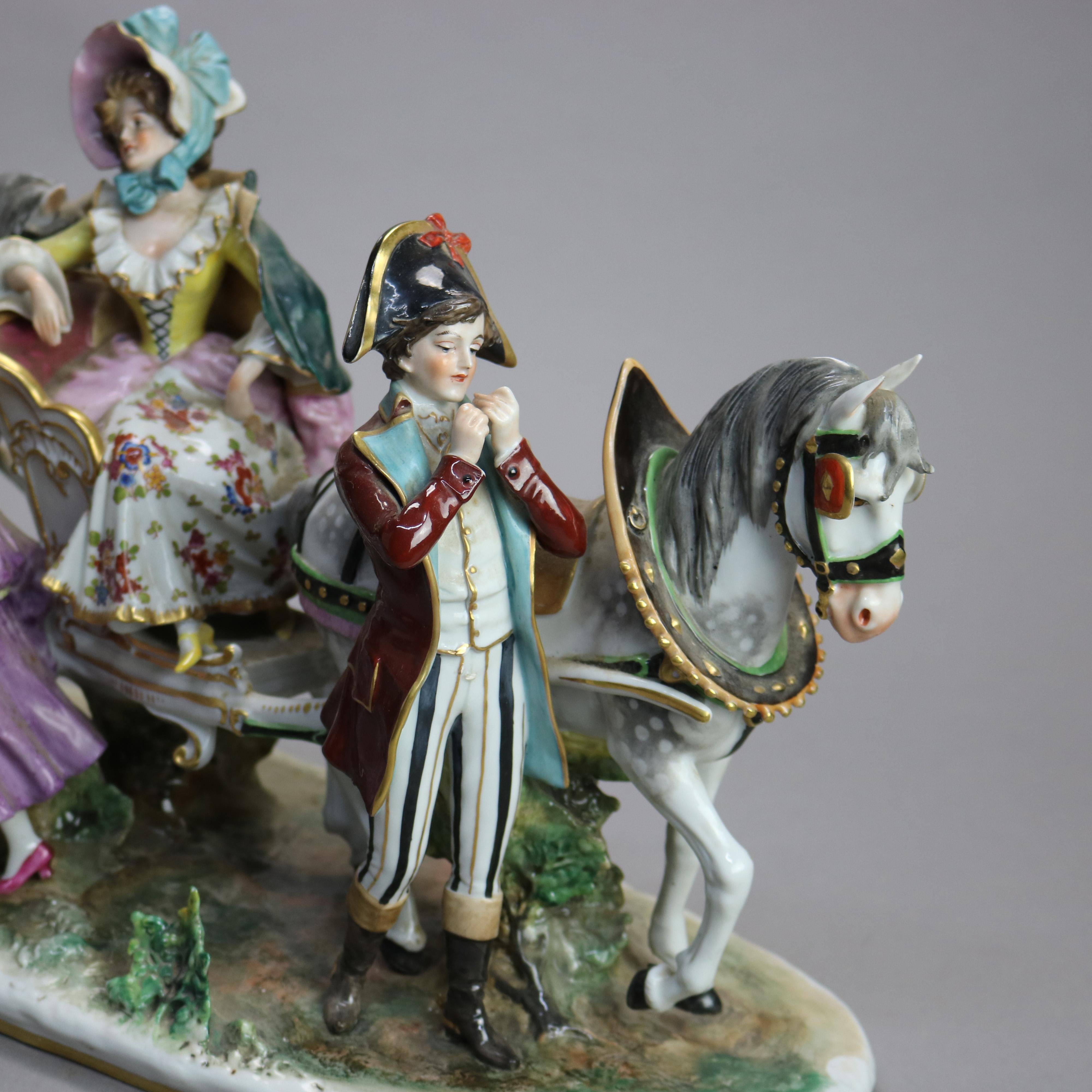 Antique & Large Italian Capodimonte Porcelain Figural Courting Scene, 19th C 4