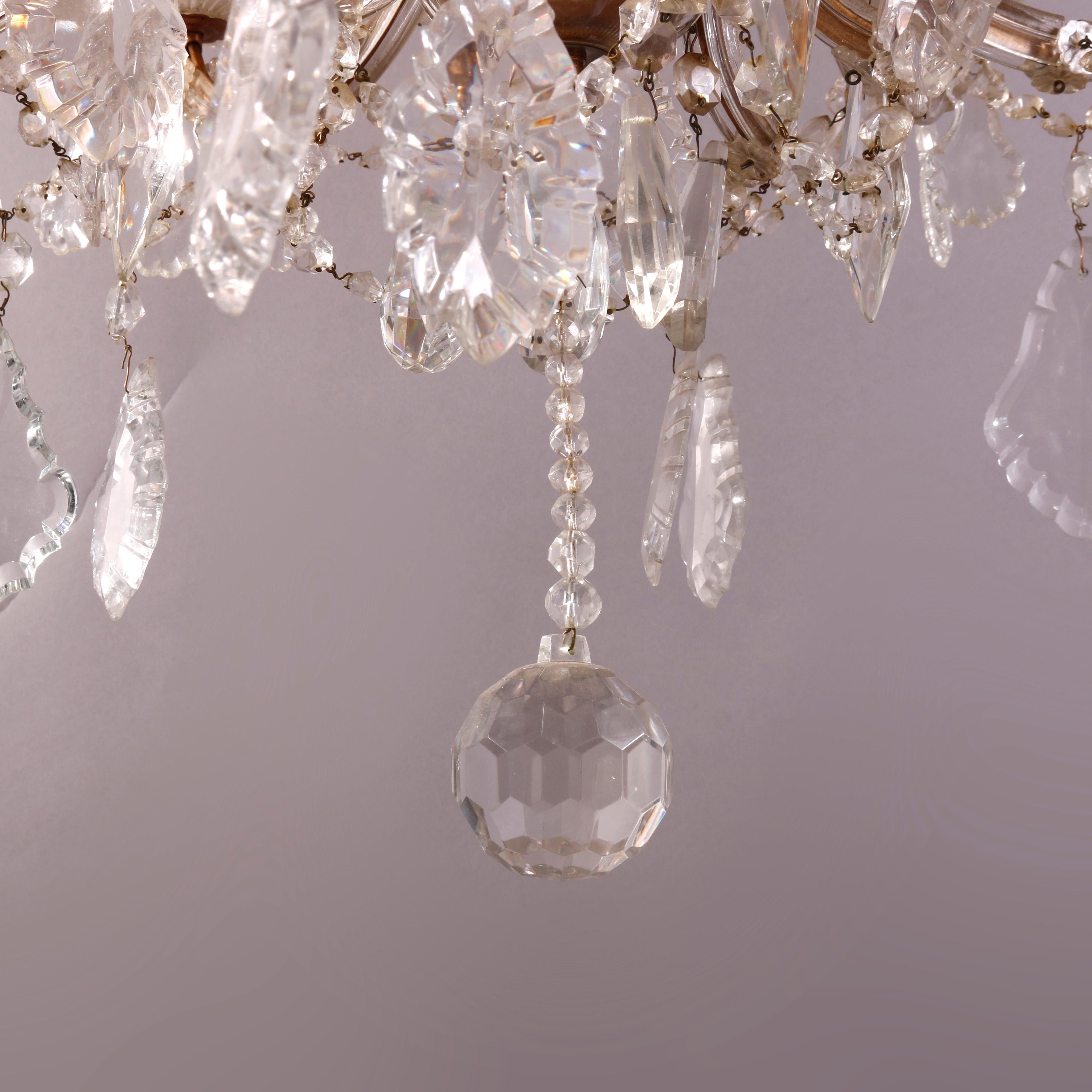 Antique & Large Italian Crystal Thirteen-Light Chandelier, Circa 1930 3