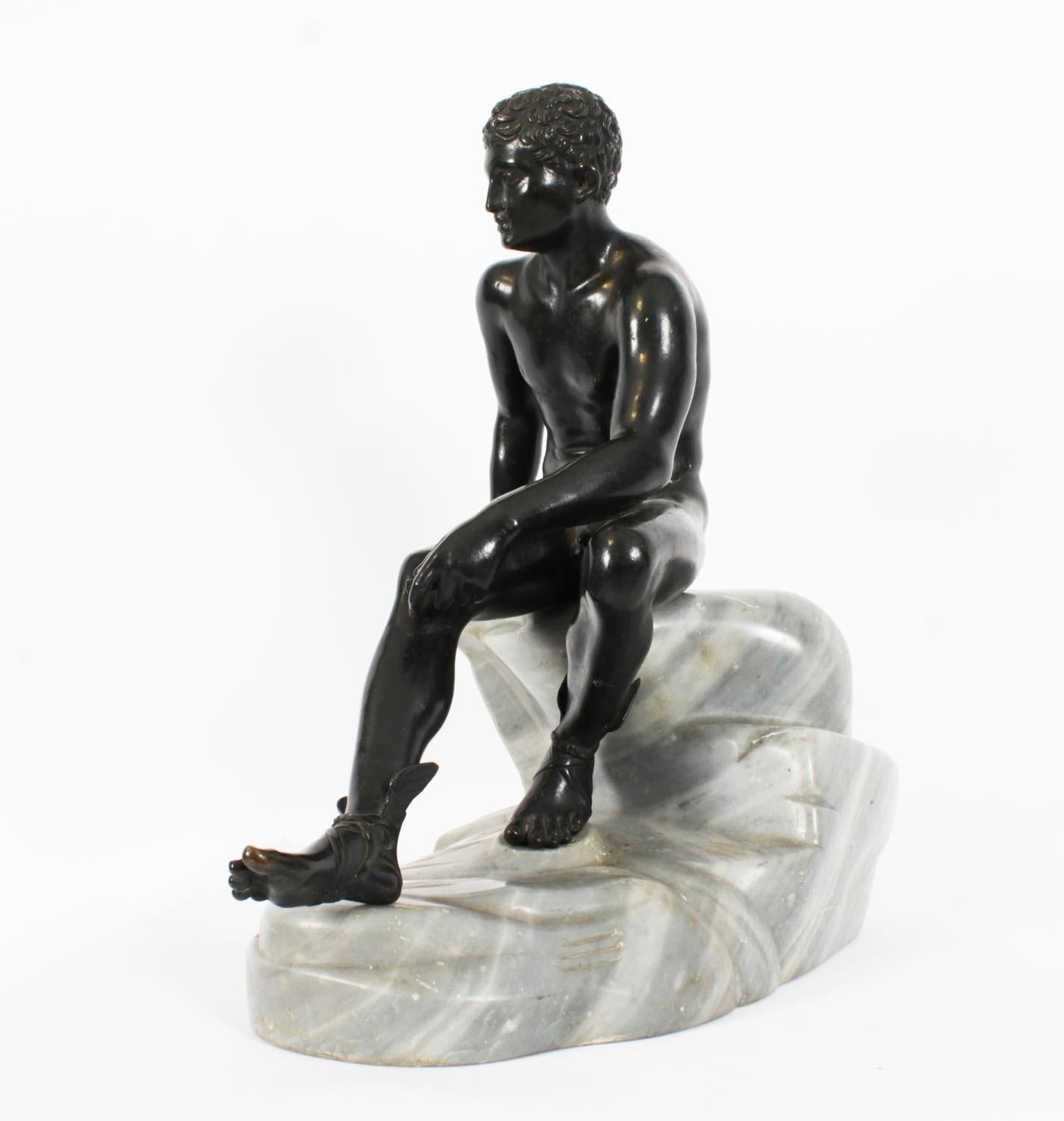 Antico Grande Scultura in Bronzo Italiana Grand Tour Mercurio Hermes XIX secolo in vendita 6