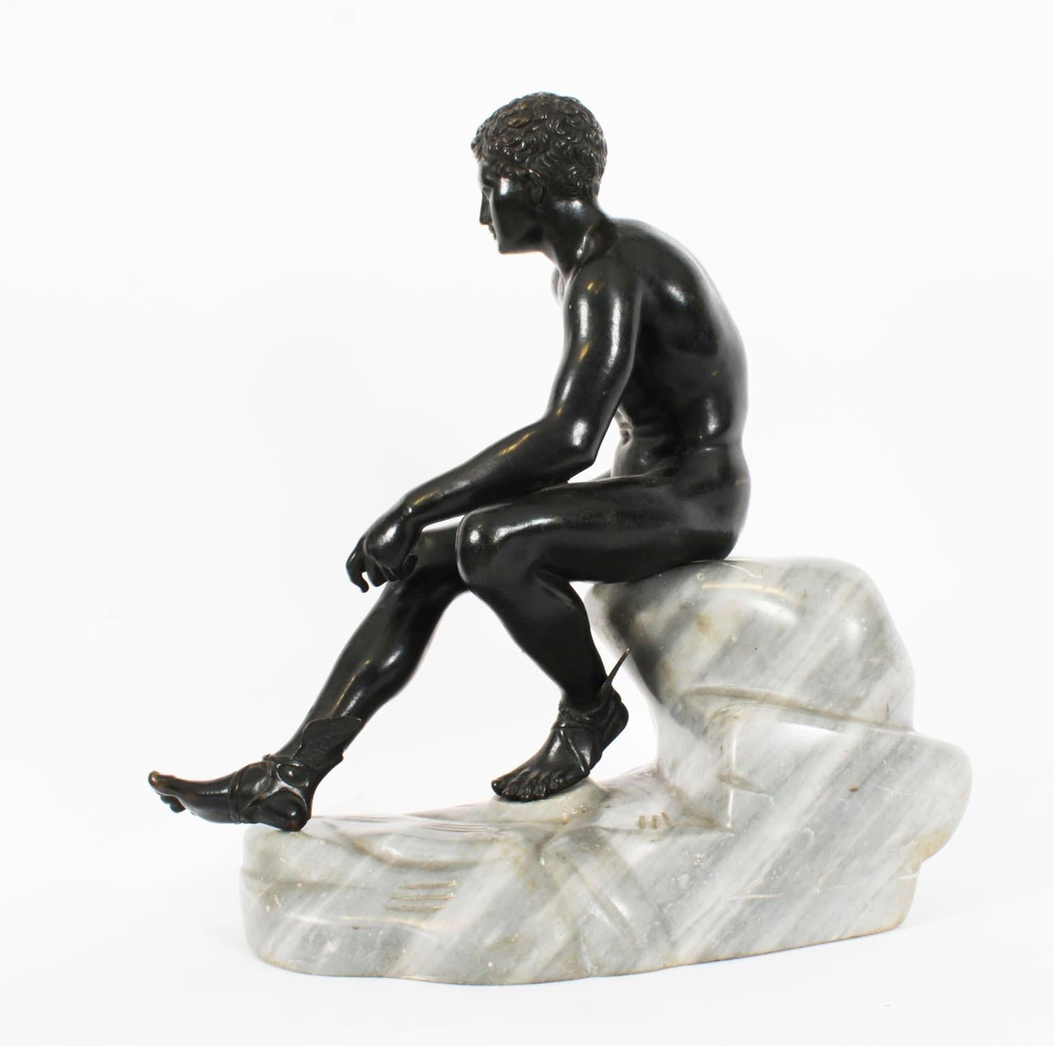 Antico Grande Scultura in Bronzo Italiana Grand Tour Mercurio Hermes XIX secolo in vendita 7