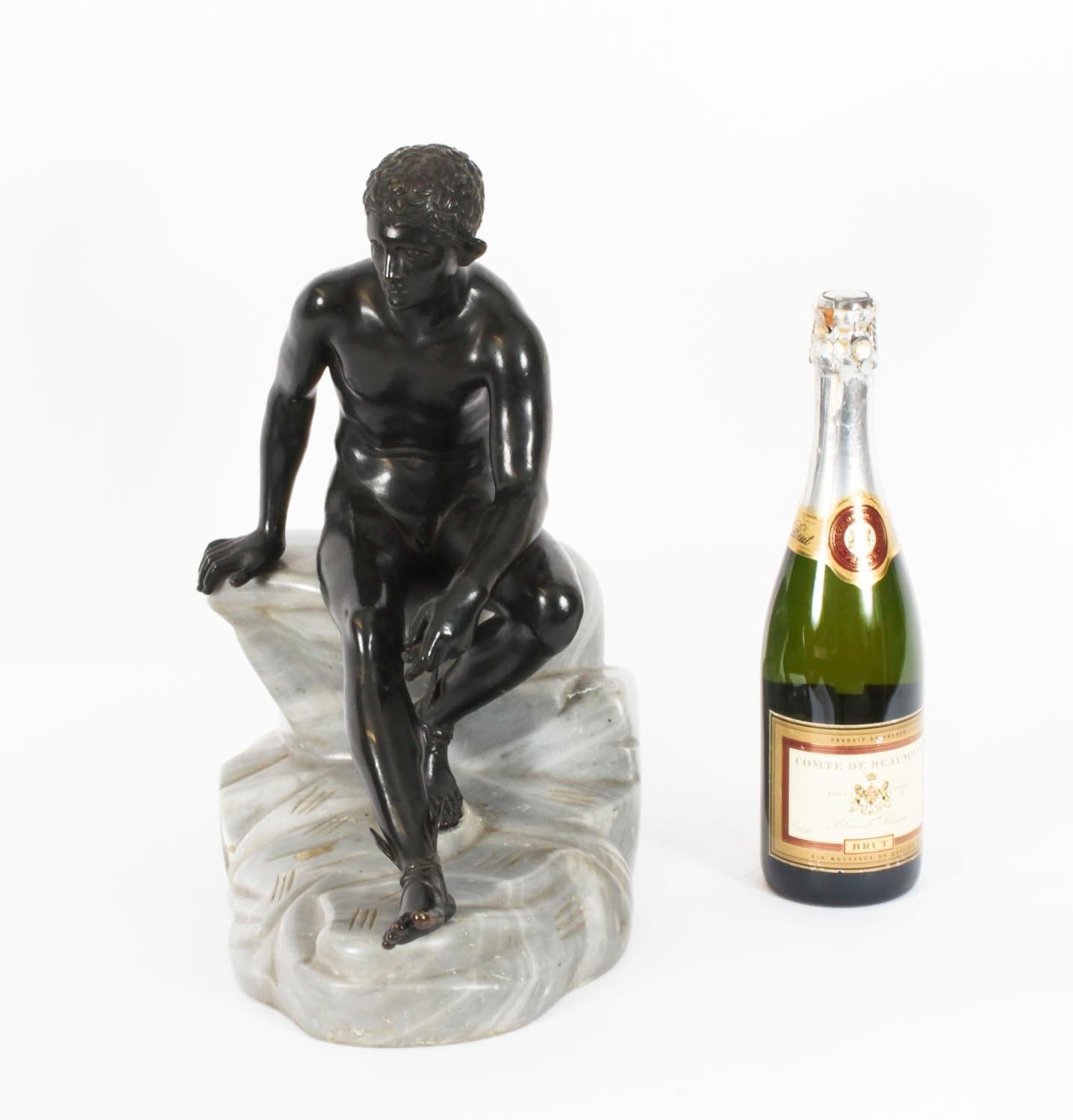 Antico Grande Scultura in Bronzo Italiana Grand Tour Mercurio Hermes XIX secolo in vendita 9