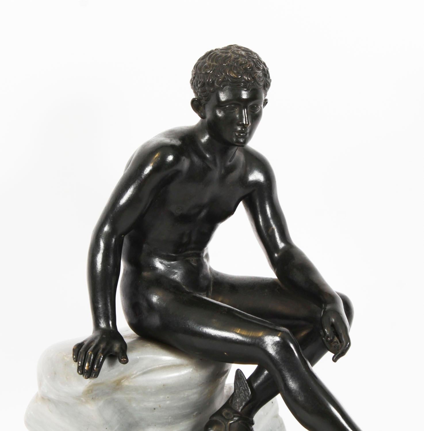 Antico Grande Scultura in Bronzo Italiana Grand Tour Mercurio Hermes XIX secolo In condizioni buone in vendita a London, GB