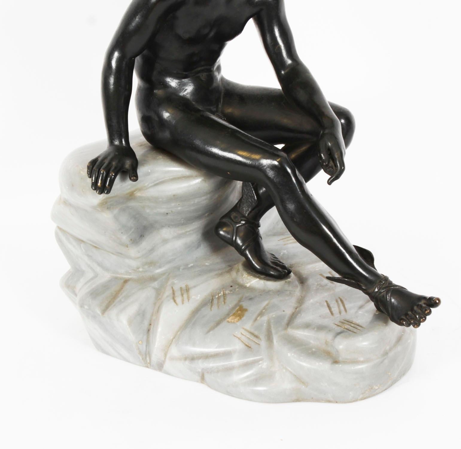 Fine XIX secolo Antico Grande Scultura in Bronzo Italiana Grand Tour Mercurio Hermes XIX secolo in vendita