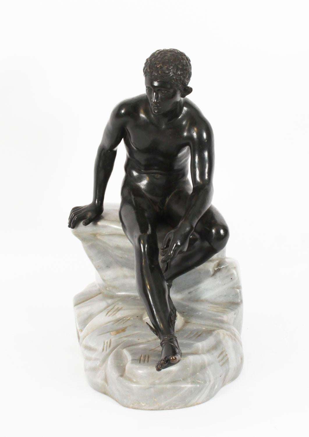 Antico Grande Scultura in Bronzo Italiana Grand Tour Mercurio Hermes XIX secolo in vendita 2