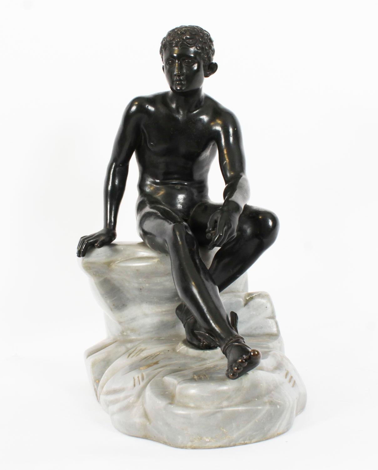 Antico Grande Scultura in Bronzo Italiana Grand Tour Mercurio Hermes XIX secolo in vendita 5