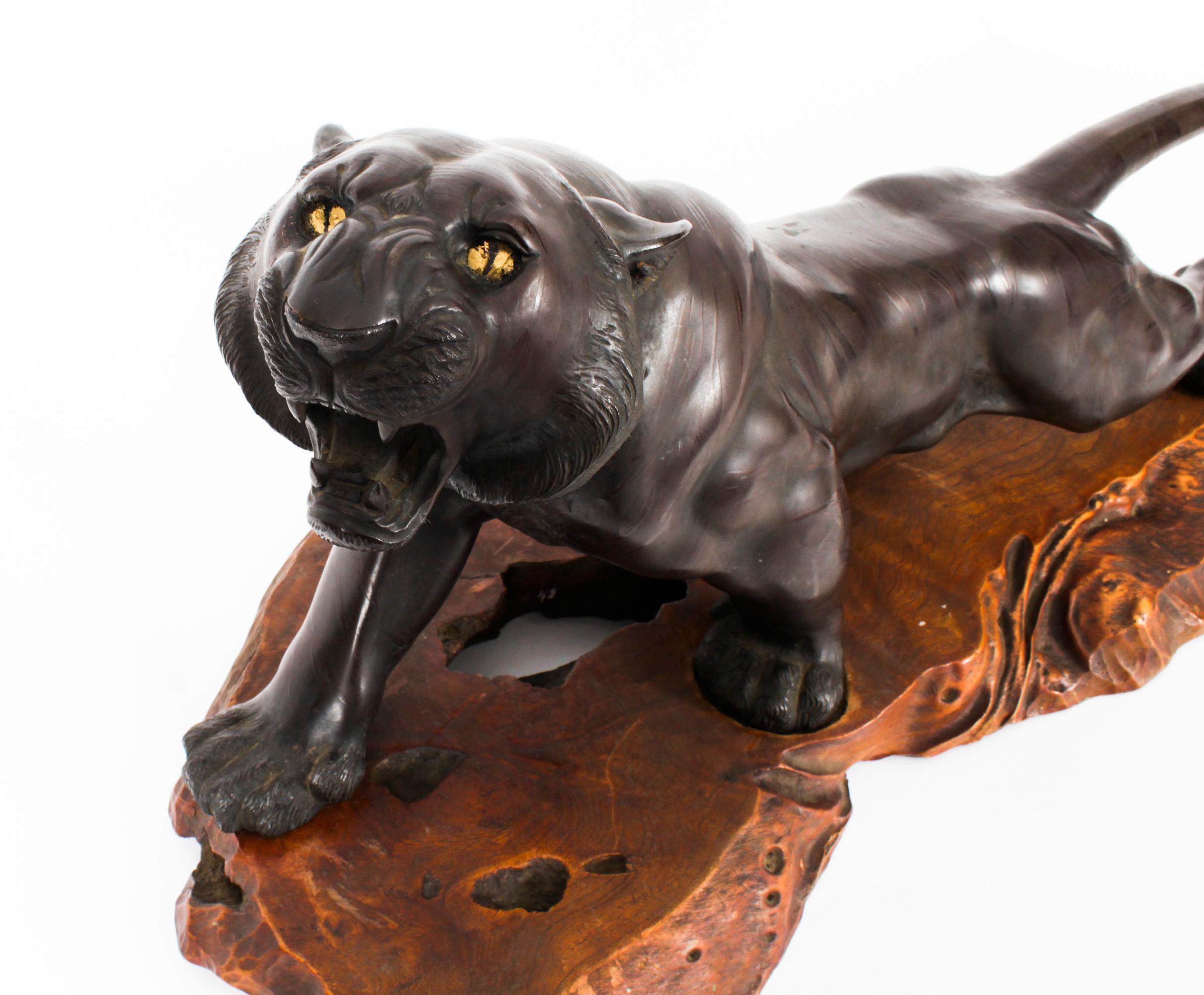 Antique Large Japanese Bronze Tiger Meiji Period 19th C 4