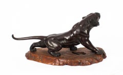 Grand tigre japonais ancien en bronze de la période Meiji 19ème siècle