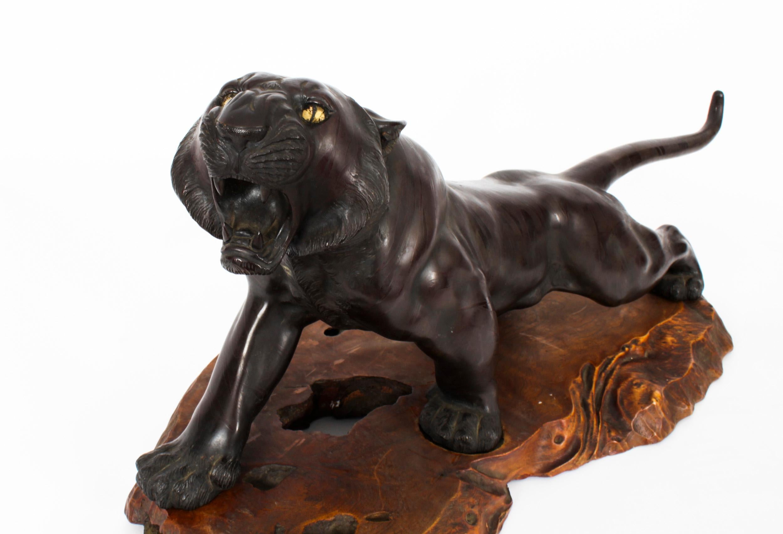 Late 19th Century Antique Large Japanese Bronze Tiger Meiji Period 19th C