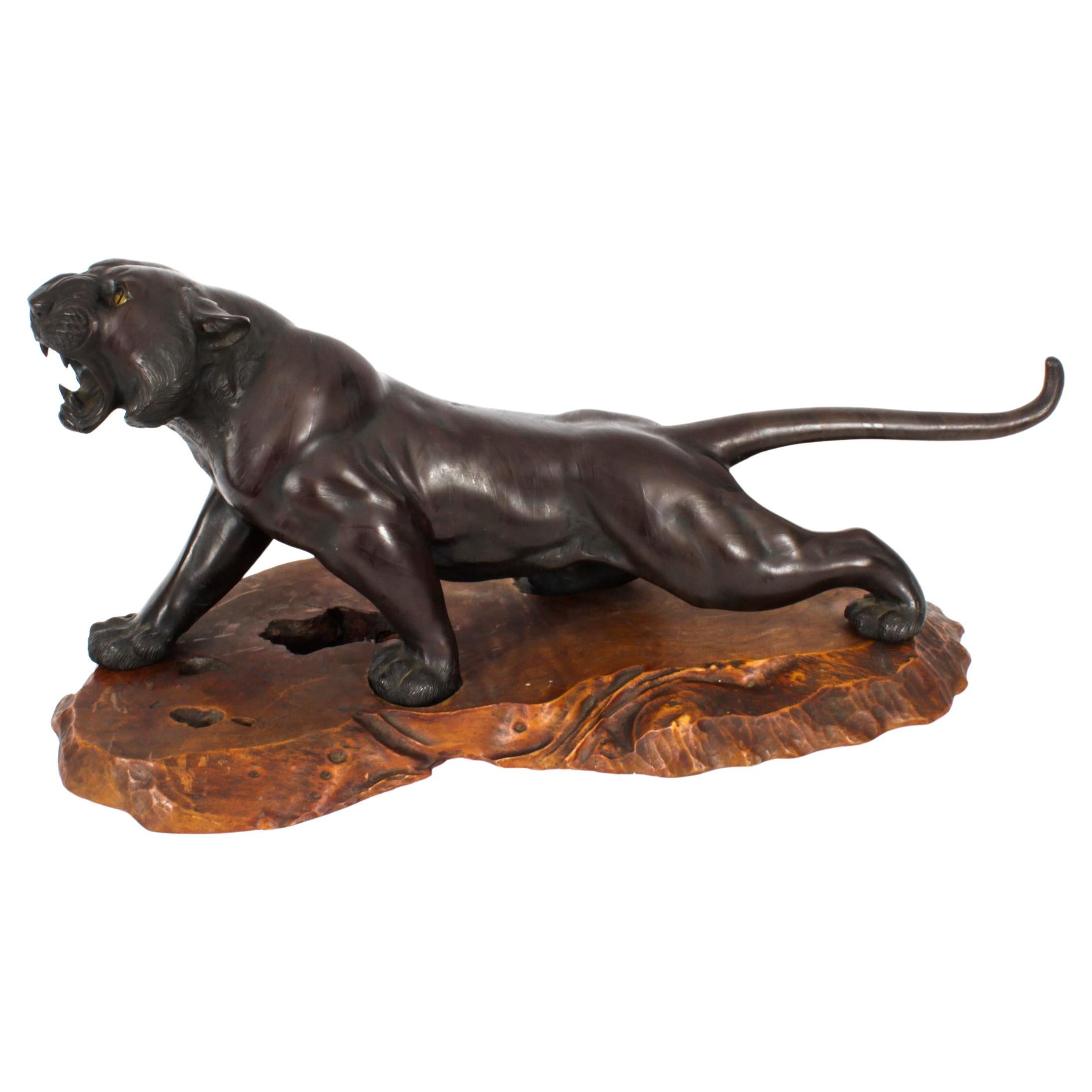 Antique Large Japanese Bronze Tiger Meiji Period 19th C For Sale at 1stDibs