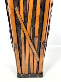 Antique Large Japanese Meiji Period Bamboo Ikebana Basket 38"