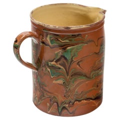 Antike große Jaspé-Keramik-Kanne, spätes 19. Jahrhundert, Frankreich