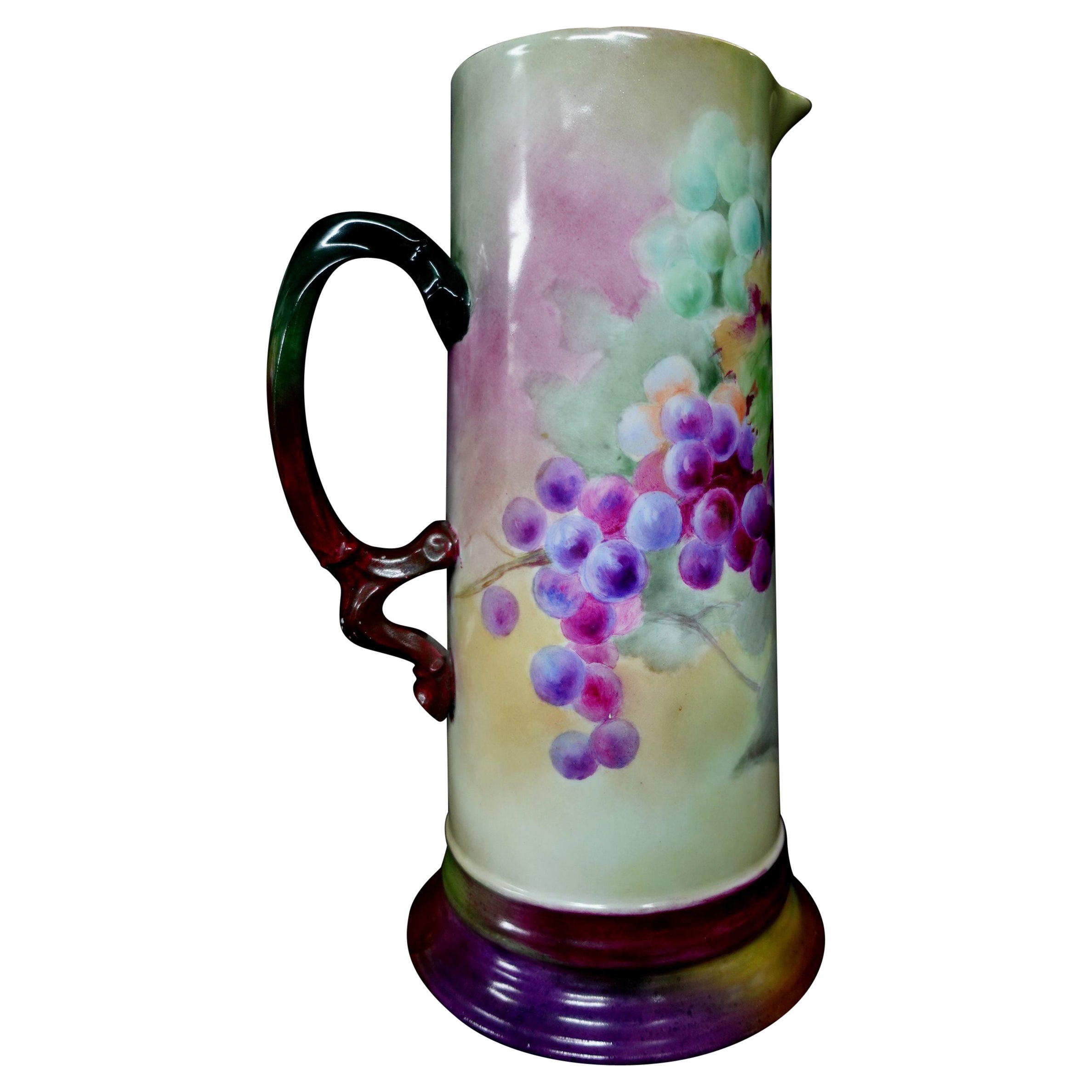 Ancienne grande chope JP française à fleurs