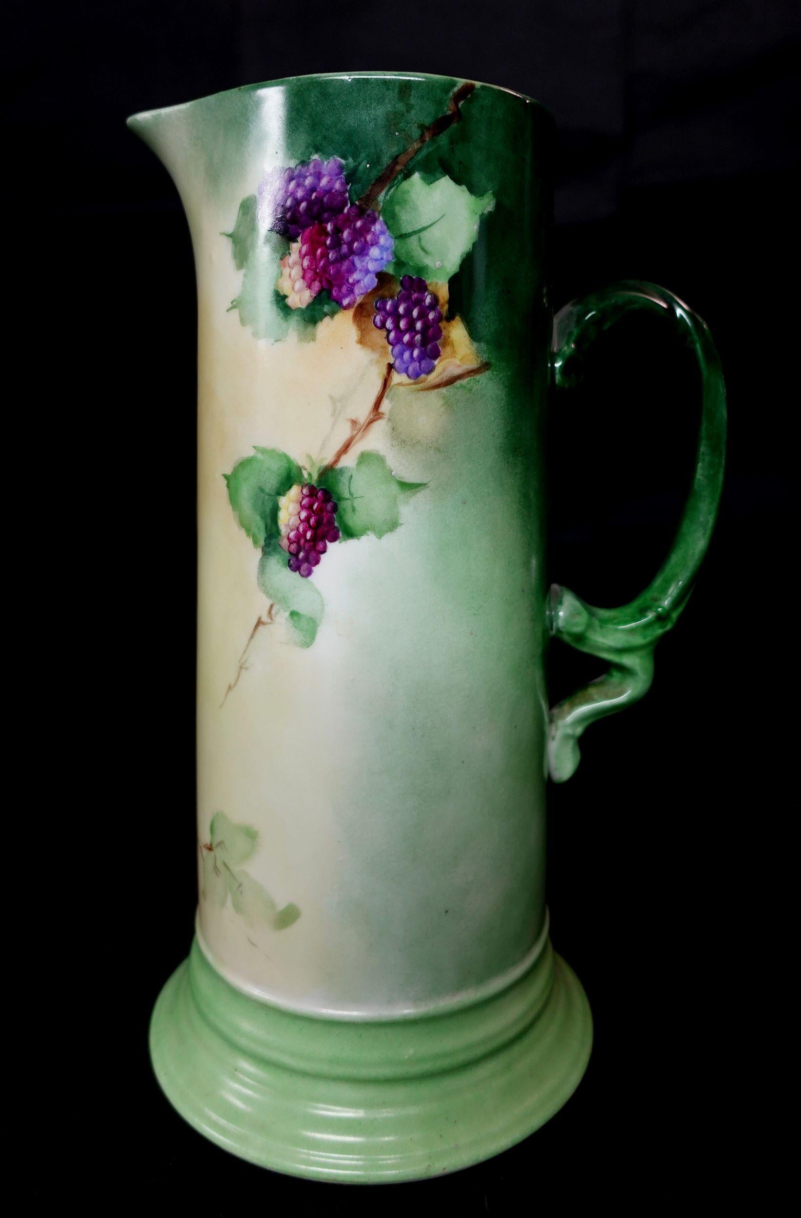 Hand-Crafted Antique Large JP French Floral Tankard, #Ric00030 For Sale