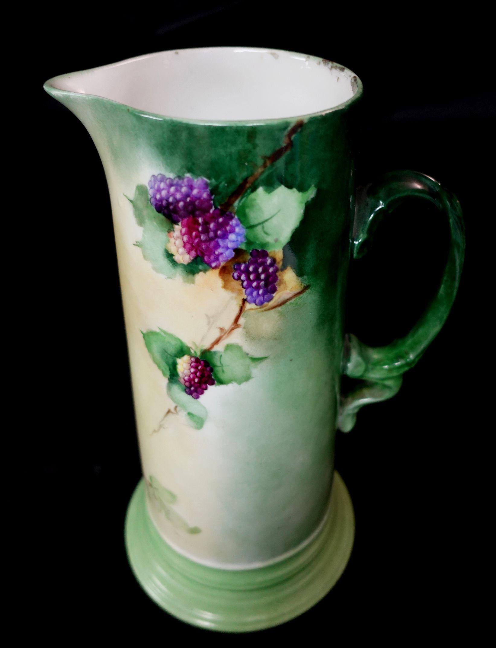 Antique Large JP French Floral Tankard, #Ric00030 en Bueno estado para la venta en Norton, MA
