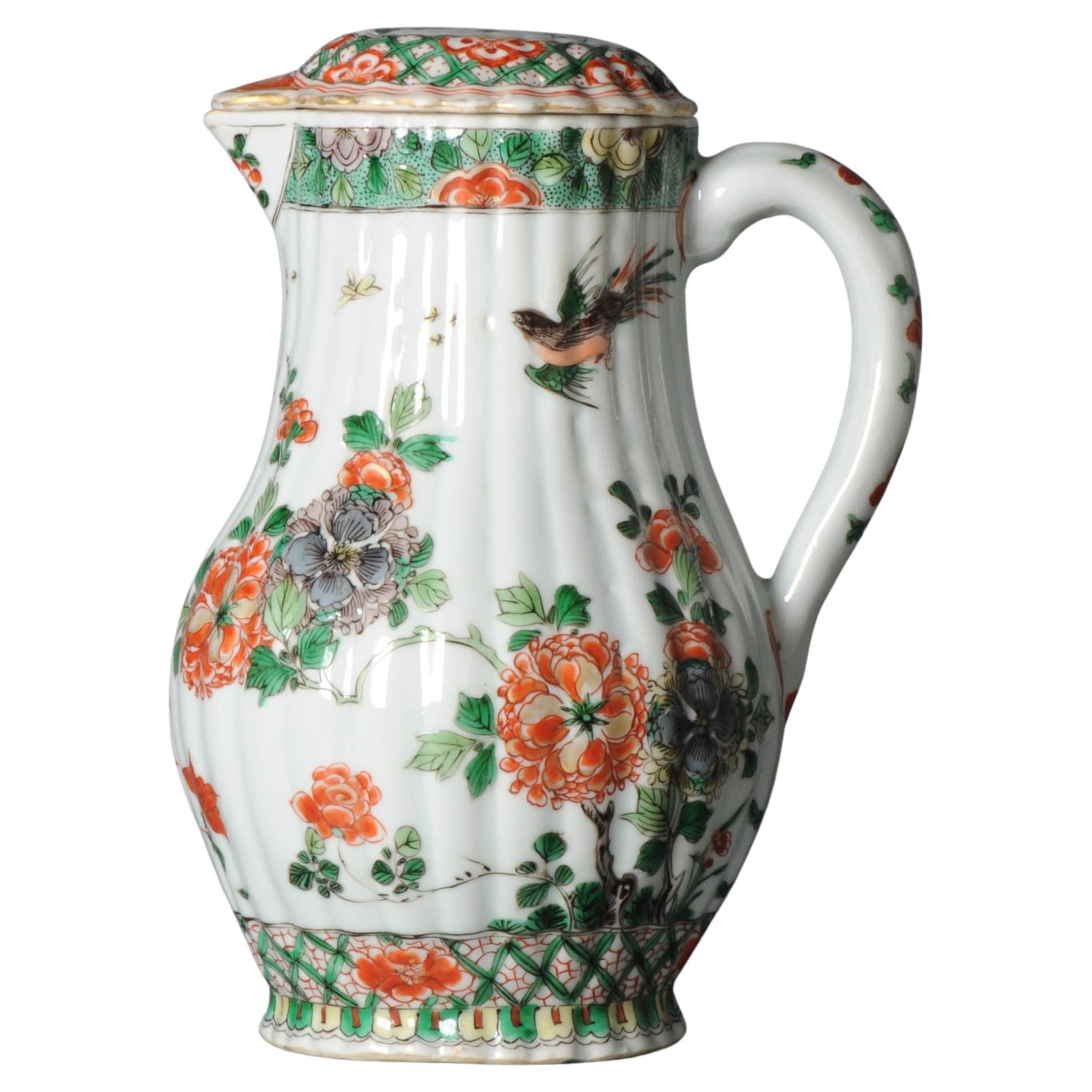 Antique Large Kangxi '1662-1722' 18C Chinese Porcelain Imari Verte Jug For Sale