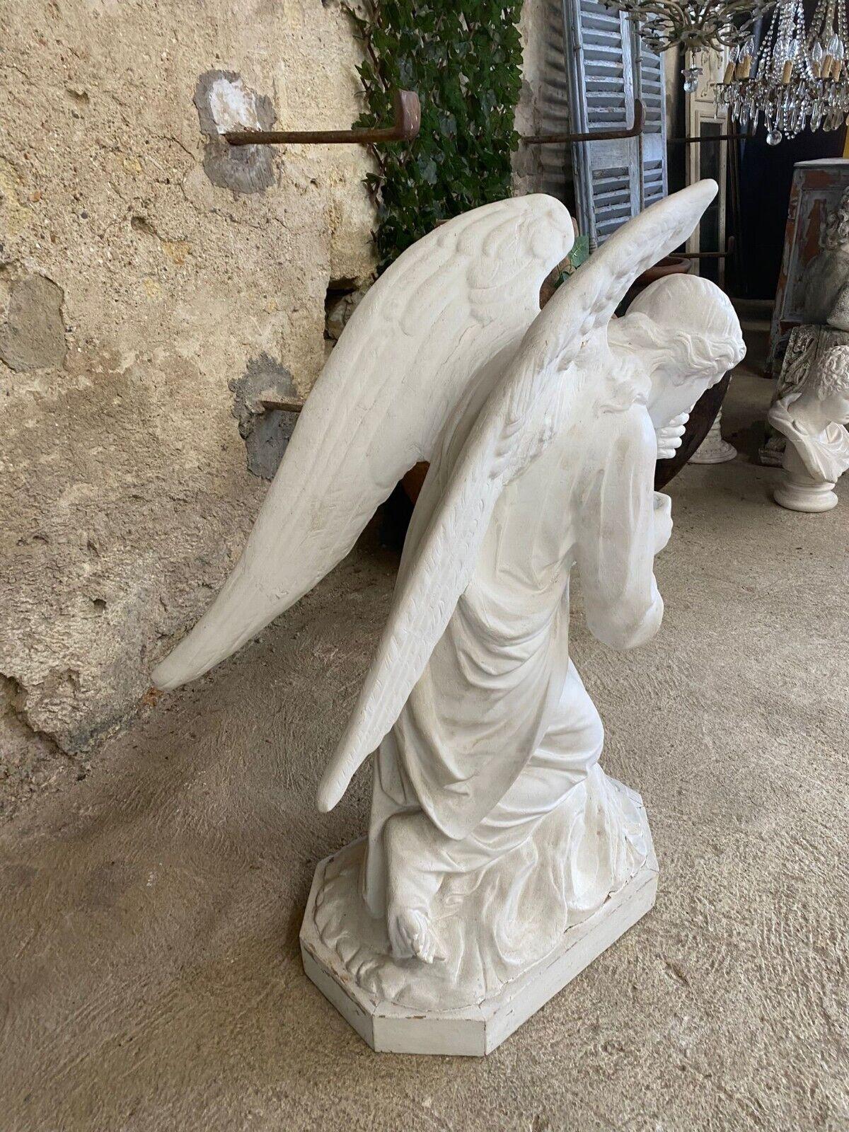 Antique Large Kneeling Angel Sculpture from a Parisian Church 4