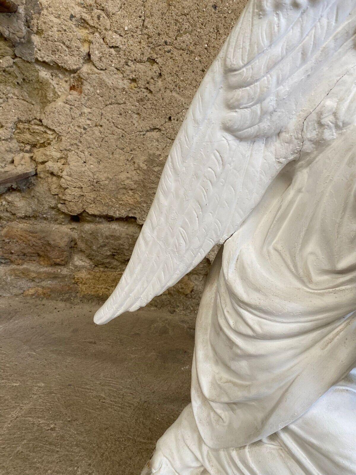 Antique Large Kneeling Angel Sculpture from a Parisian Church 7