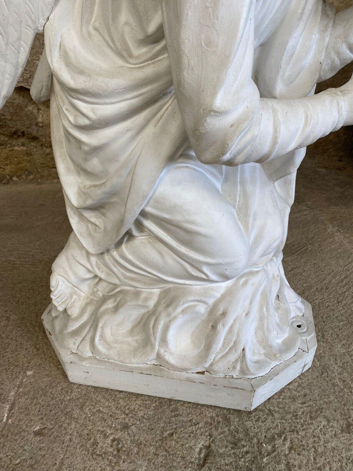 Antique Large Kneeling Angel Sculpture from a Parisian Church 2