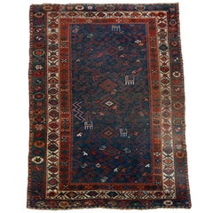 Antique & Large Kurd Tribal Nomadic Figural Oriental Rug with Animals, c1900