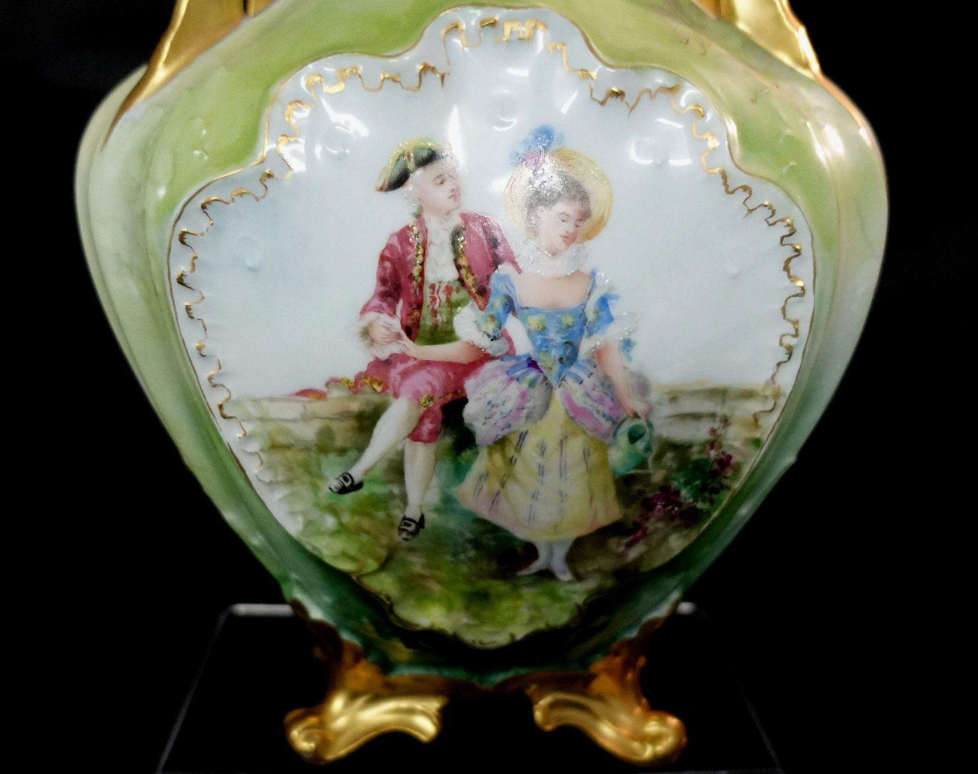 Grand vase ancien de Limoges français peint à la main « Marqué », #Ric00010 en vente 2