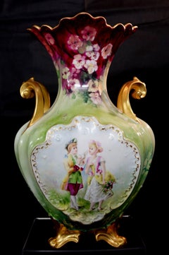 Antique Large Limoges France Hand Painted Vase "Marked", #Ric00010