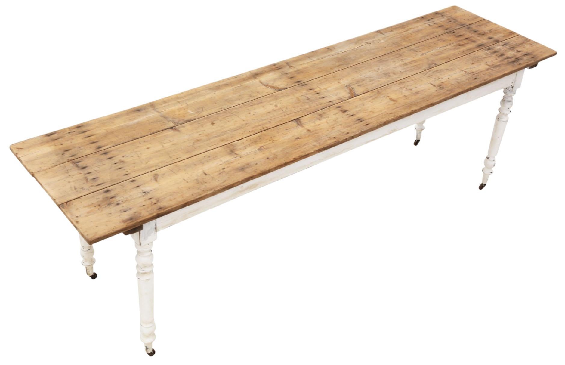 Antique Large Long Pine Refectory Dining Table – Kitchen Farmhouse Table c.1900 For Sale 7