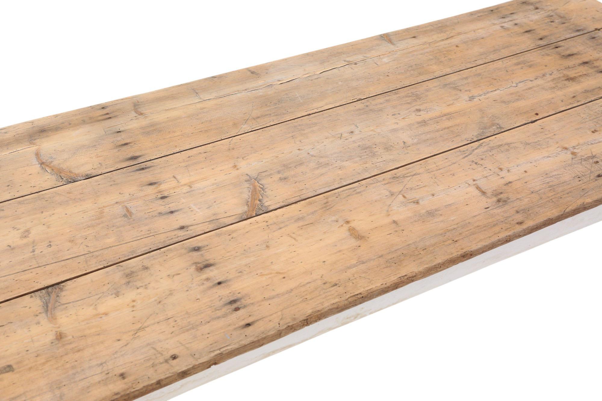 Antique Large Long Pine Refectory Dining Table – Kitchen Farmhouse Table c.1900 For Sale 8