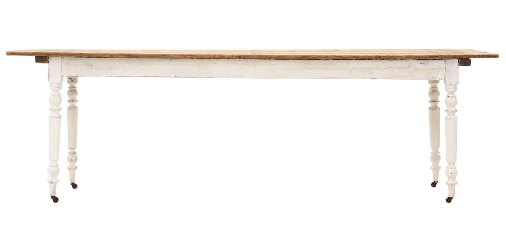 Antique Large Long Pine Refectory Dining Table – Kitchen Farmhouse Table c.1900 For Sale 3
