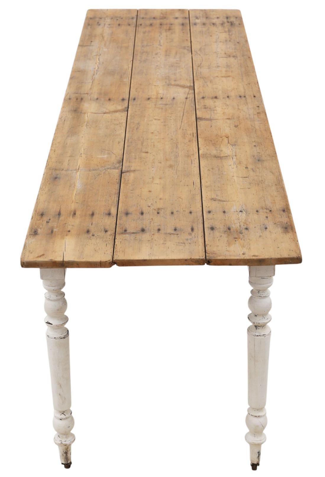 Antique Large Long Pine Refectory Dining Table – Kitchen Farmhouse Table c.1900 For Sale 5