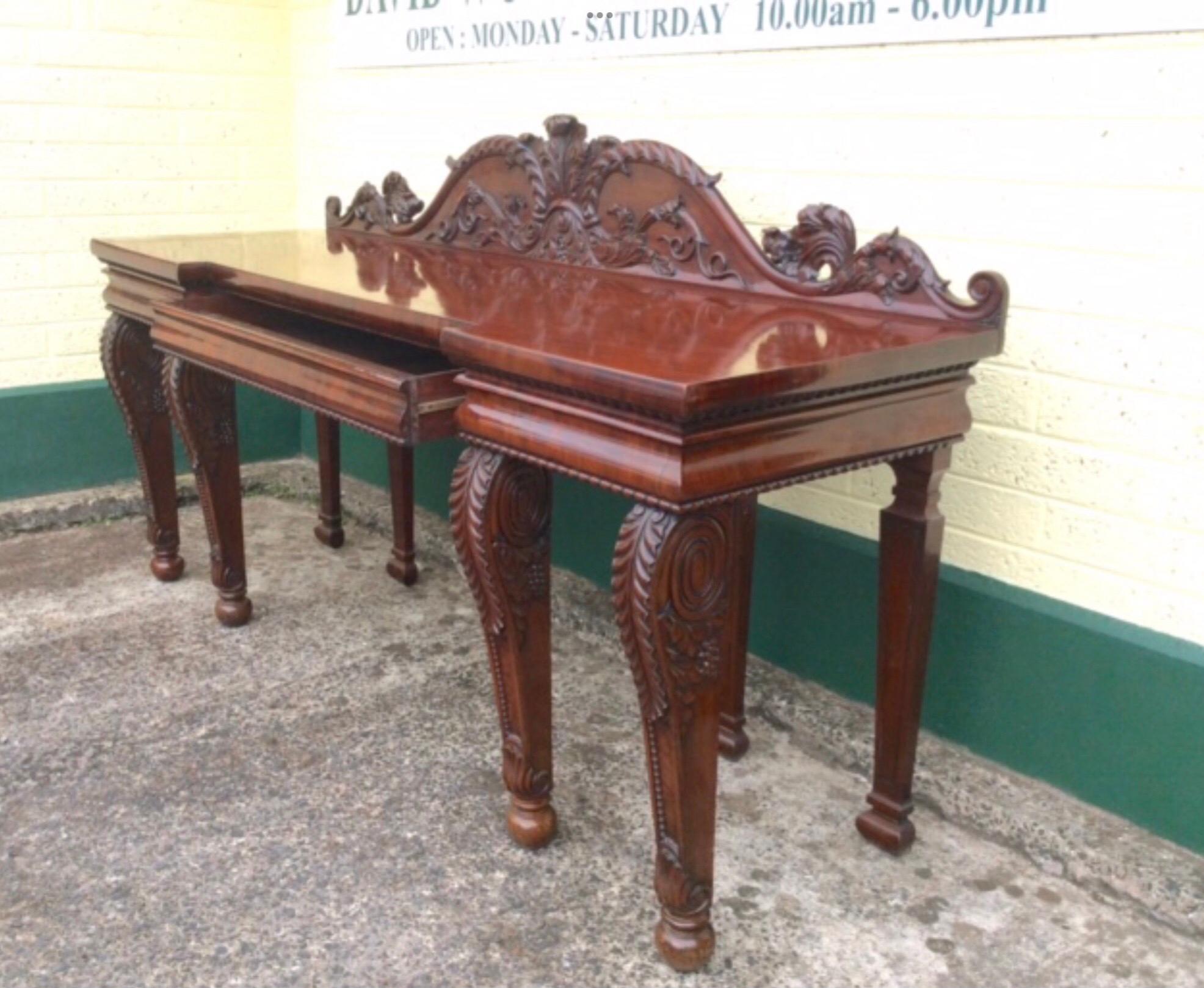 Regency Antique Large Mahogany Console Hall Table For Sale