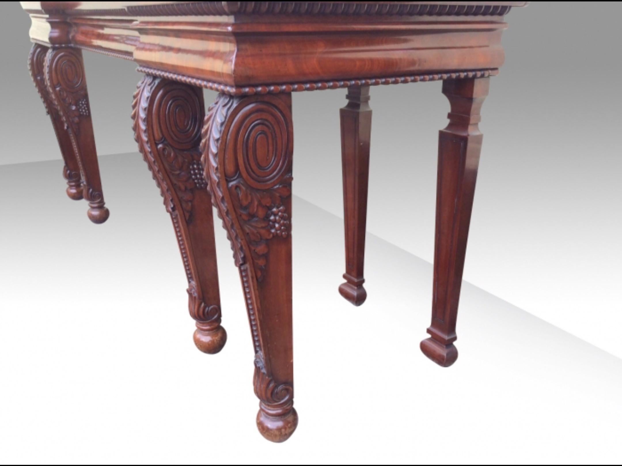 Antique Large Mahogany Console Hall Table In Excellent Condition For Sale In Antrim, GB