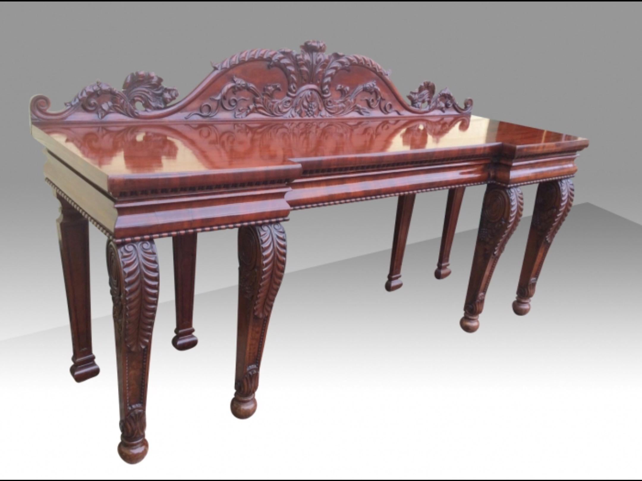 Antique Large Mahogany Console Hall Table For Sale 1