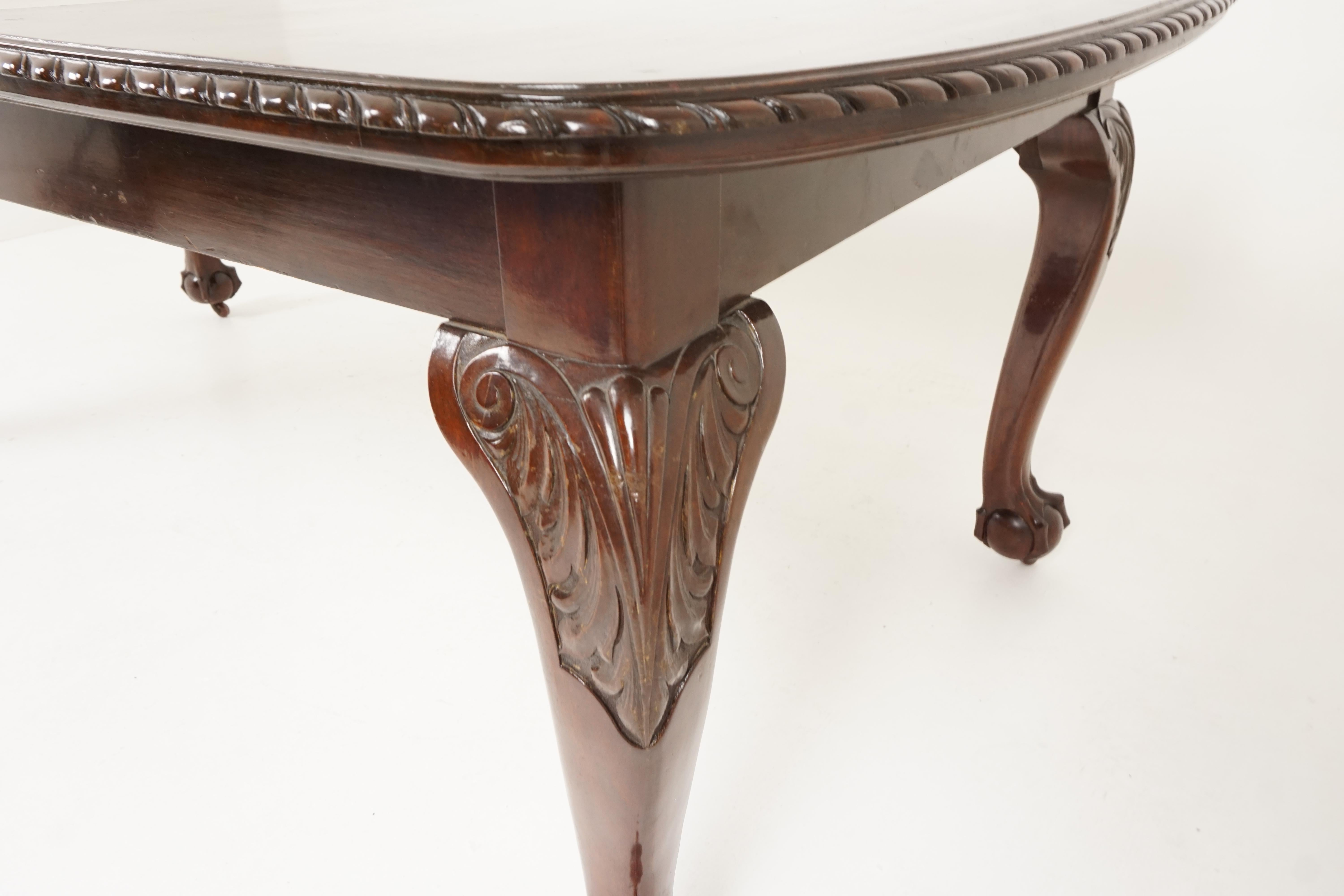 Early 20th Century Antique Large Walnut Extending Dining Table, Scotland 1910, B2114