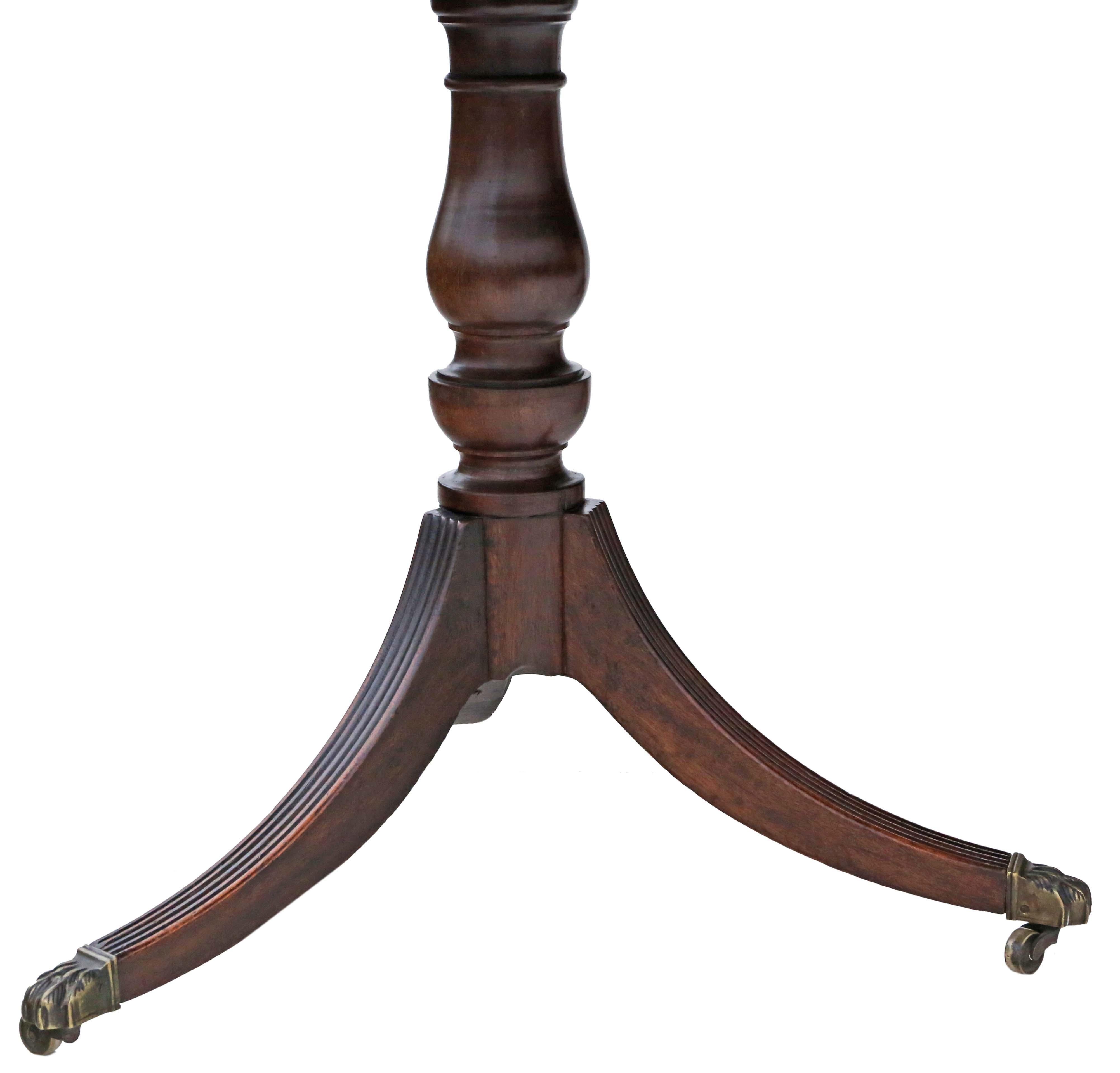 Antique Large Mahogany Extending Dining Table Triple Pedestal 19th Century For Sale 2