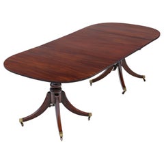 Antique Large Mahogany Extending Pedestal Dining Table 19th Century