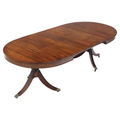 Antique Large Mahogany Extending Pedestal Dining Table 19th Century