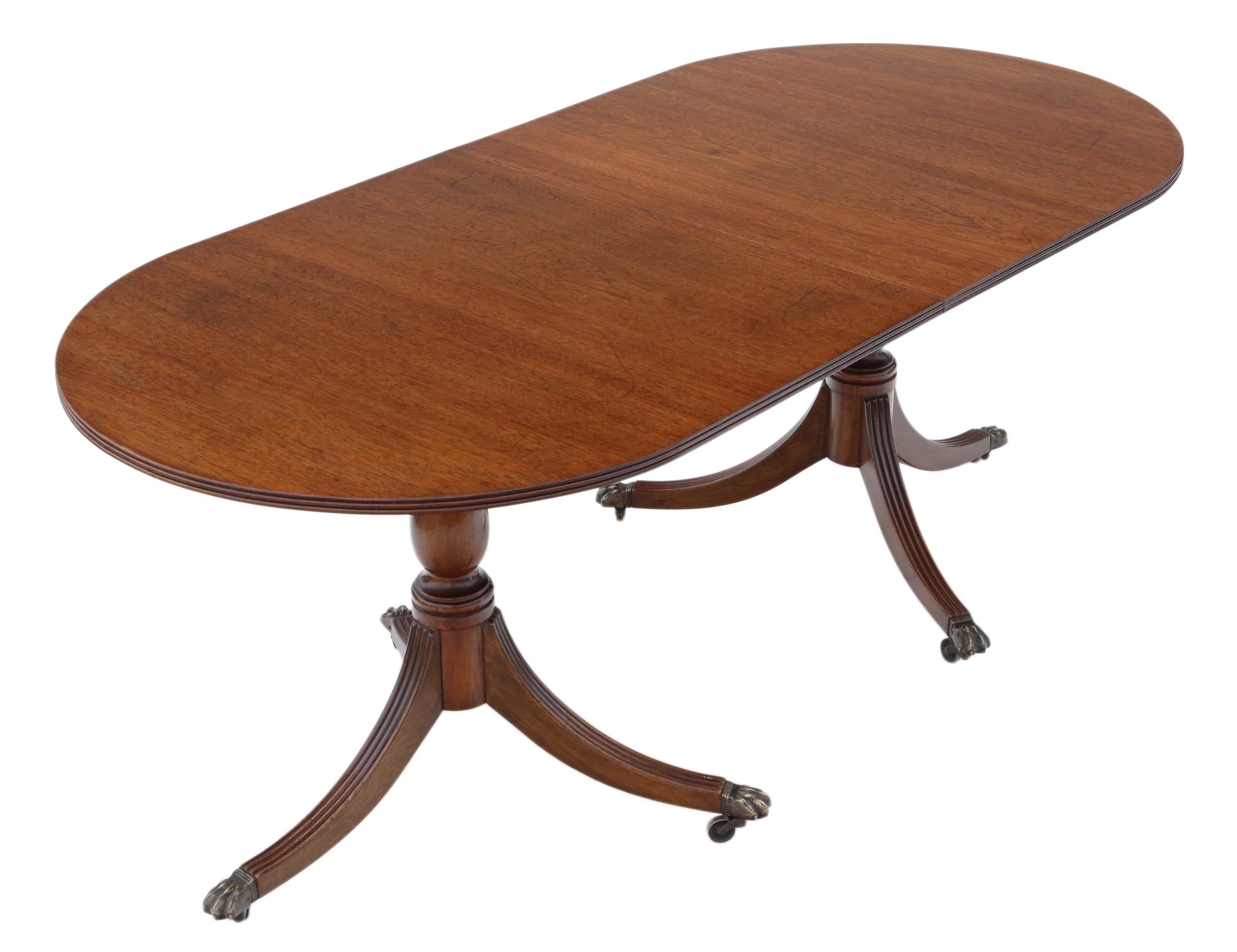 Antique Large Mahogany Extending Pedestal Dining Table 4