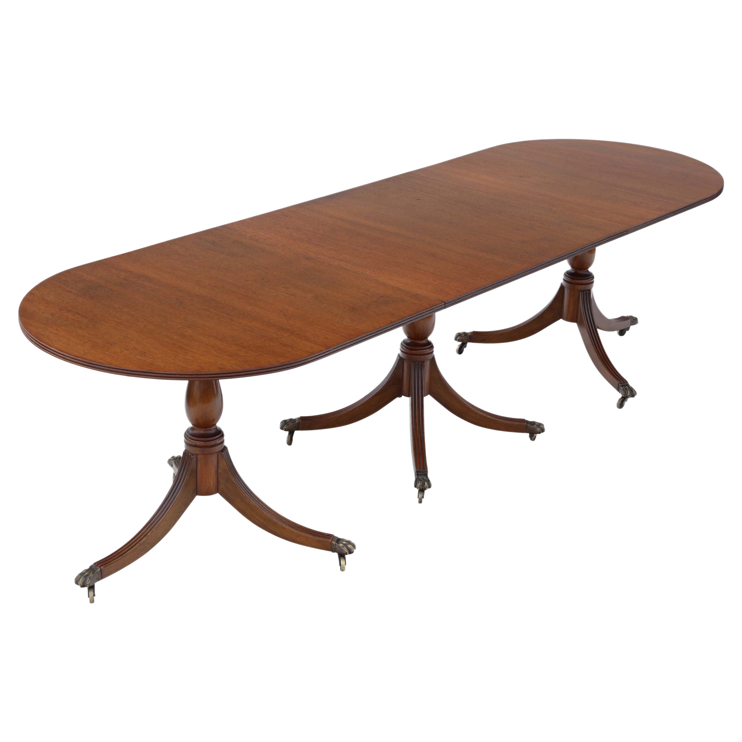 Antique Large Mahogany Extending Pedestal Dining Table