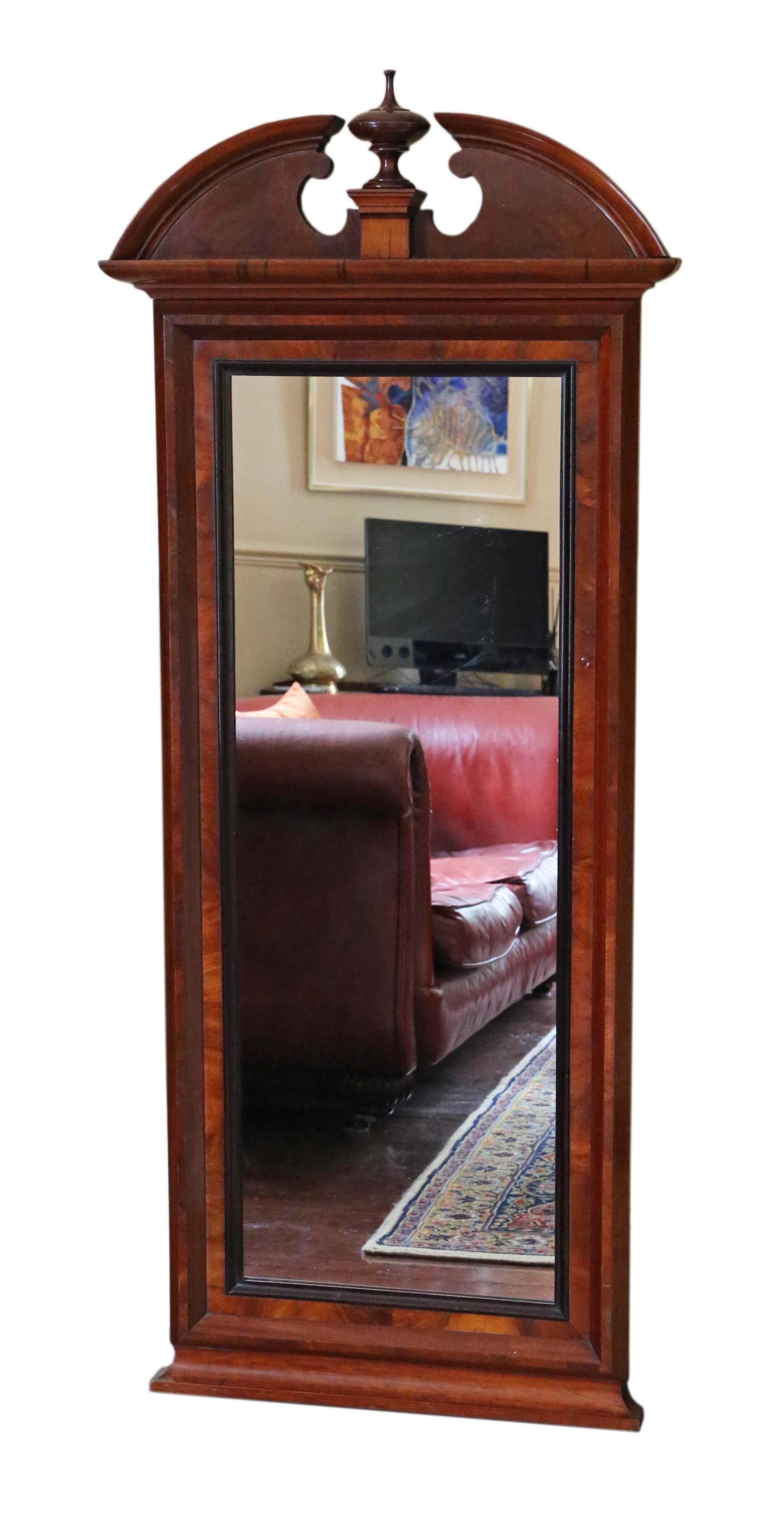 Antique large quality mahogany full height wall mirror, 19th Century. Lovely charm and elegance.

This is a lovely, rare mirror. Great frame in good condition… looks great. Predominantly mahogany veneer on softwood construction.

An impressive