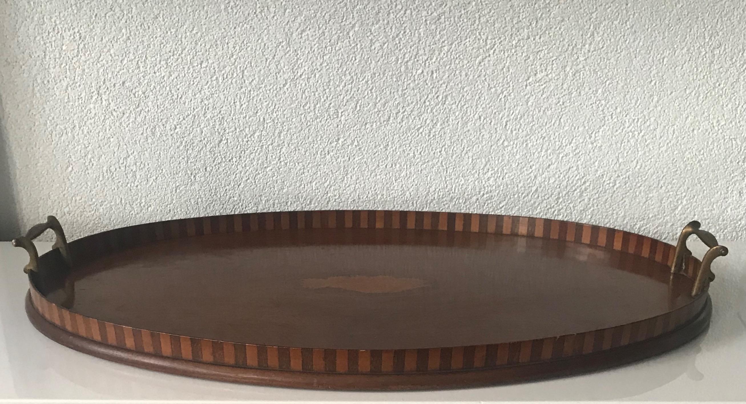 vintage mahogany shell tray