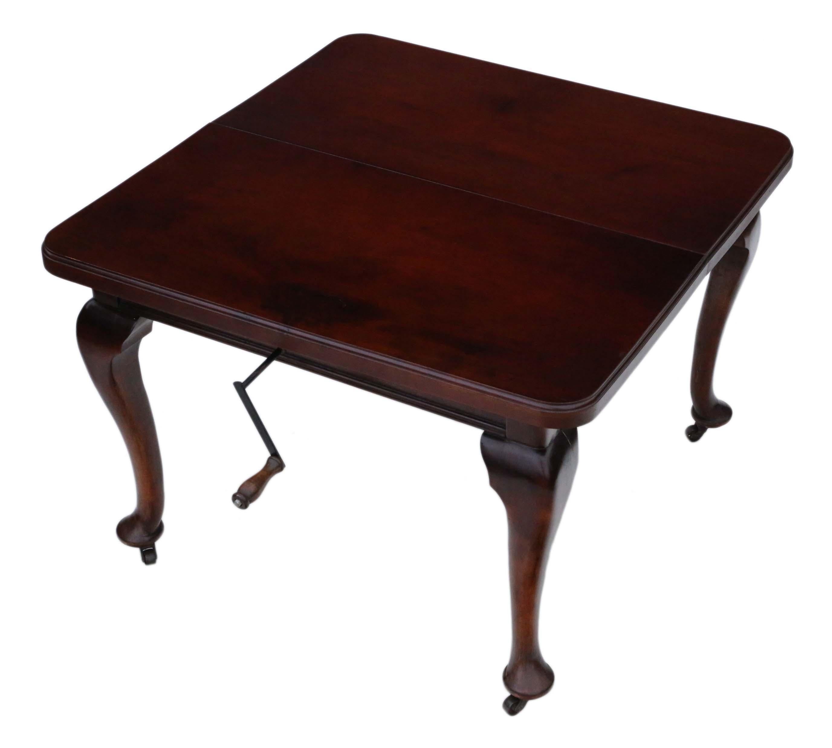Antique Large Mahogany Windout Extending Dining Table, circa 1920 4