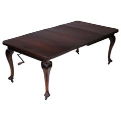 Antique Large Mahogany Windout Extending Dining Table, circa 1920