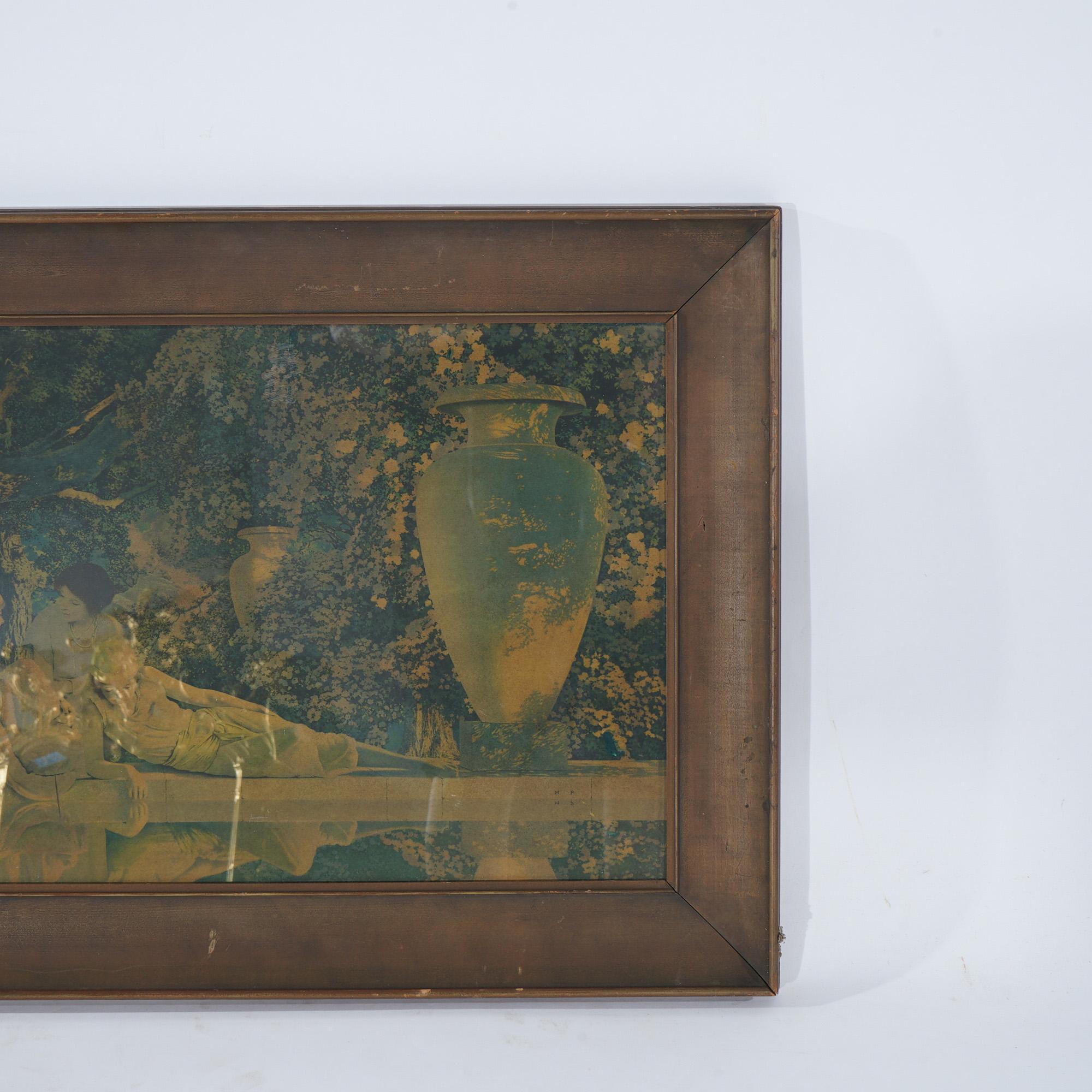 Antiker großer Maxfield Parrish Print Garden of Allah, gerahmt, um 1920 (Art déco) im Angebot