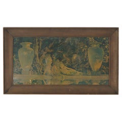 Gran grabado antiguo de Maxfield Parrish "El jardín de Alá", enmarcado, 1920