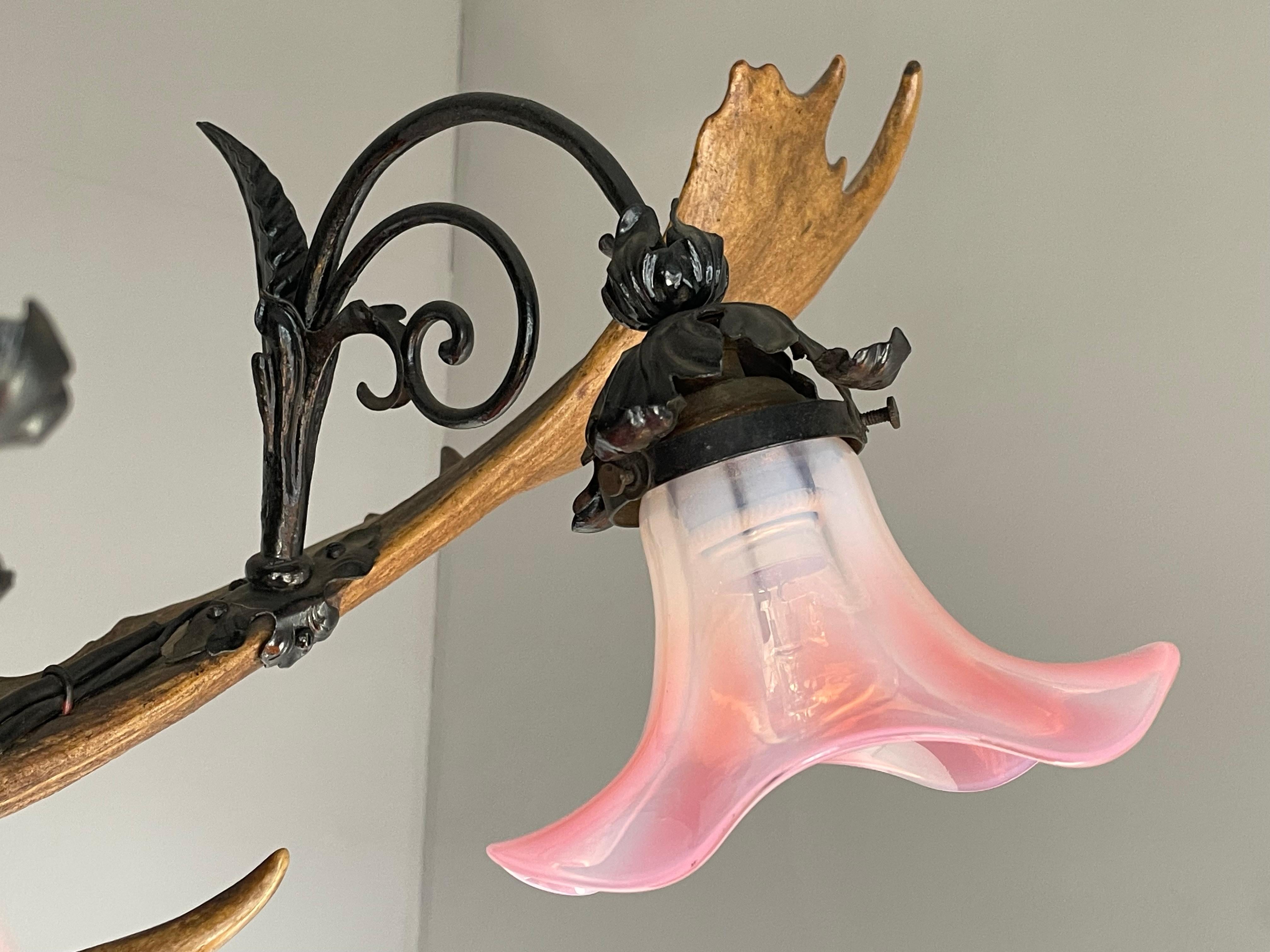 Antique & Large Medieval Style Lusterweibchen Mermaid Sculpture Chandelier 1910 4