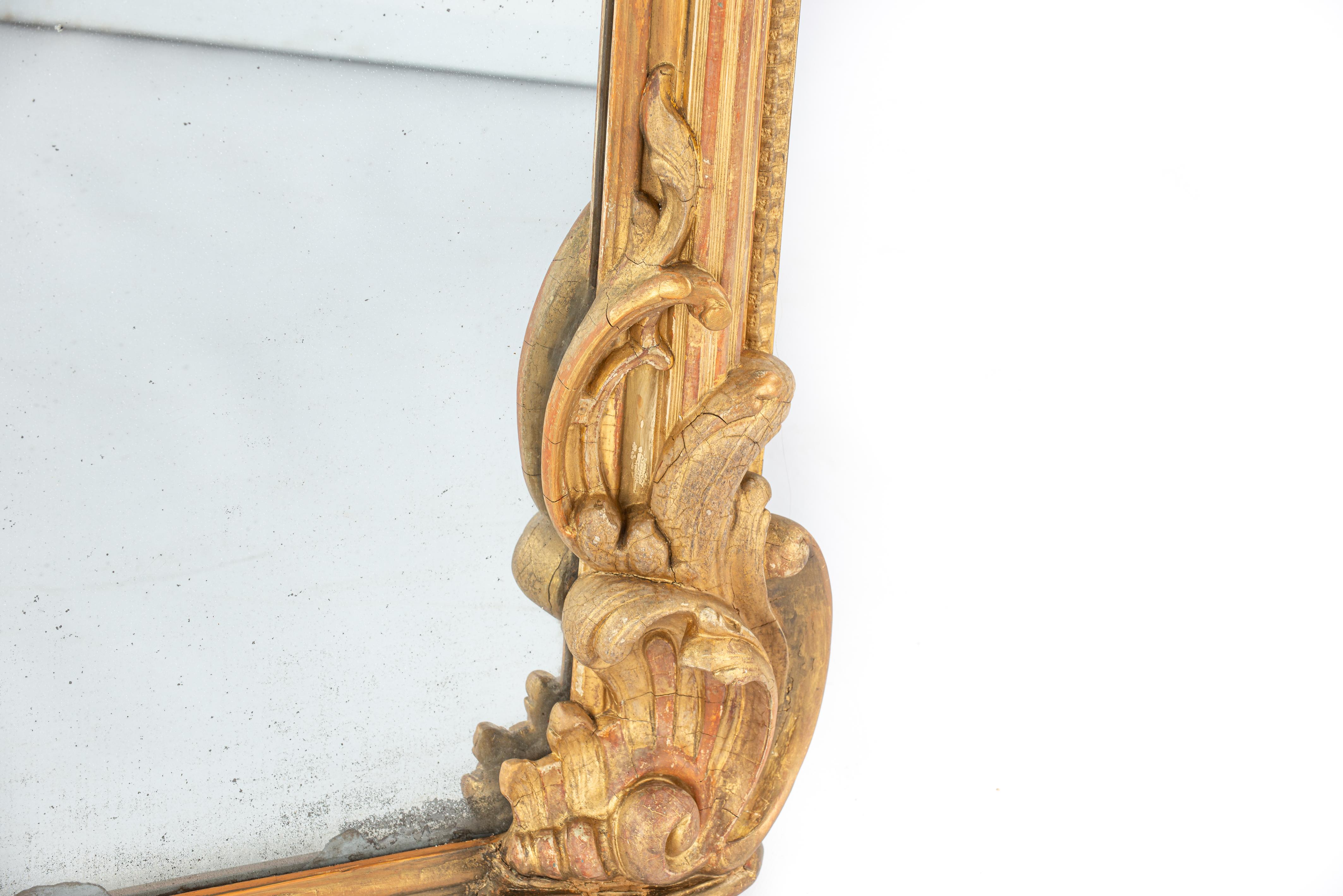 Antique Large Monumental Blattgold vergoldet Französisch ornamental Louis Philippe Mirror  im Angebot 5