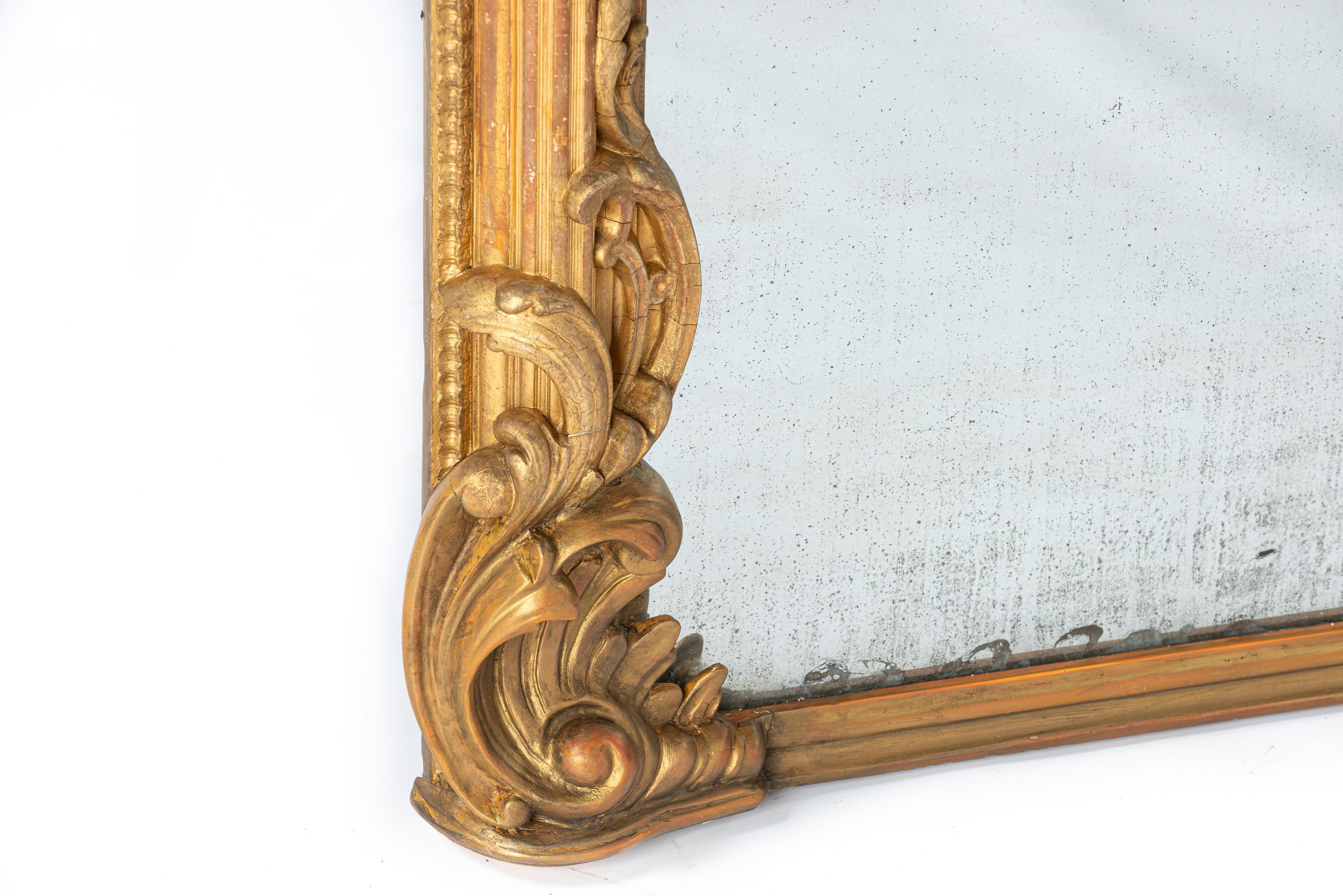 Antique Large Monumental gold leaf gilt French ornamented Louis Philippe Mirror  For Sale 6