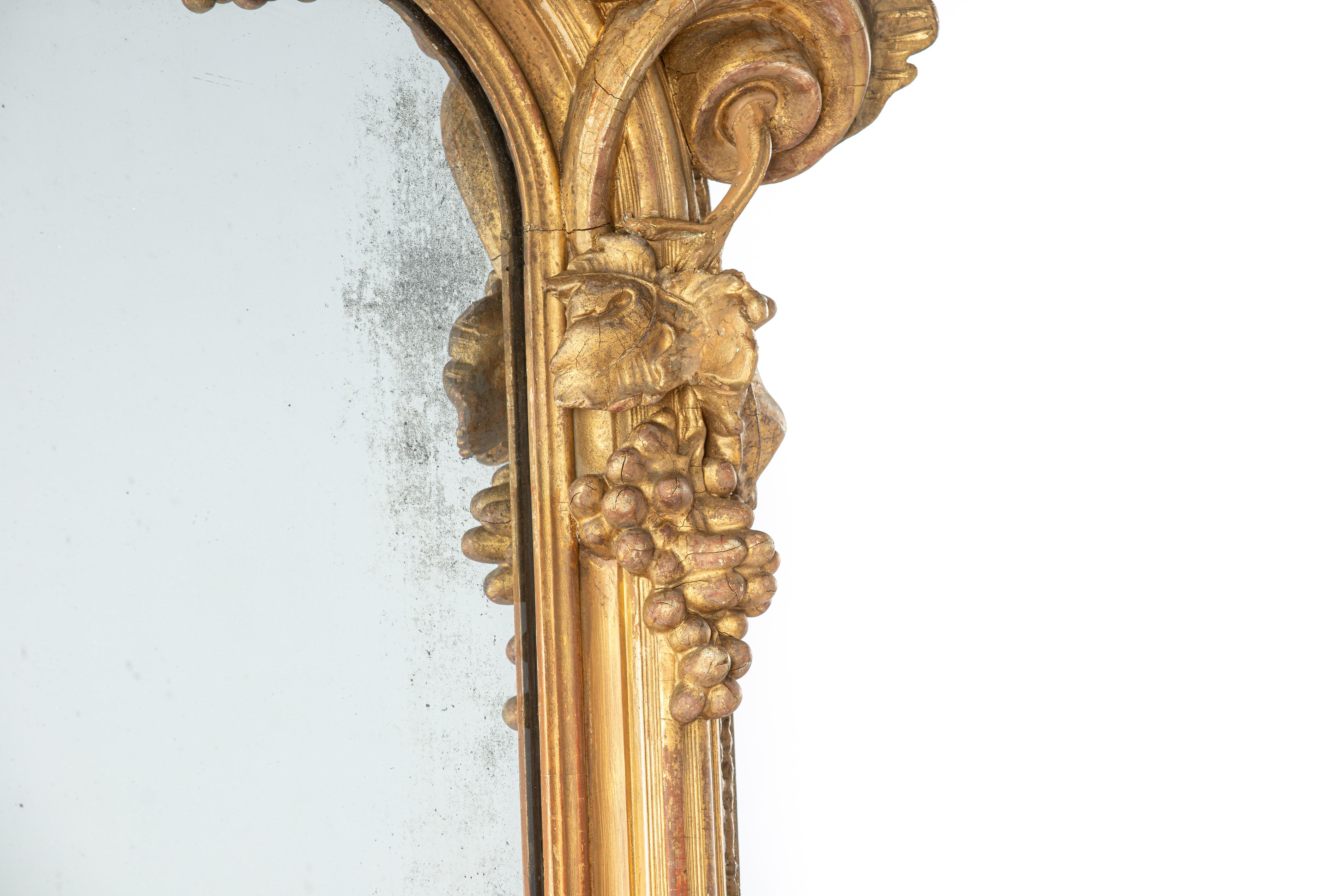 Antique Large Monumental gold leaf gilt French ornamented Louis Philippe Mirror  For Sale 7