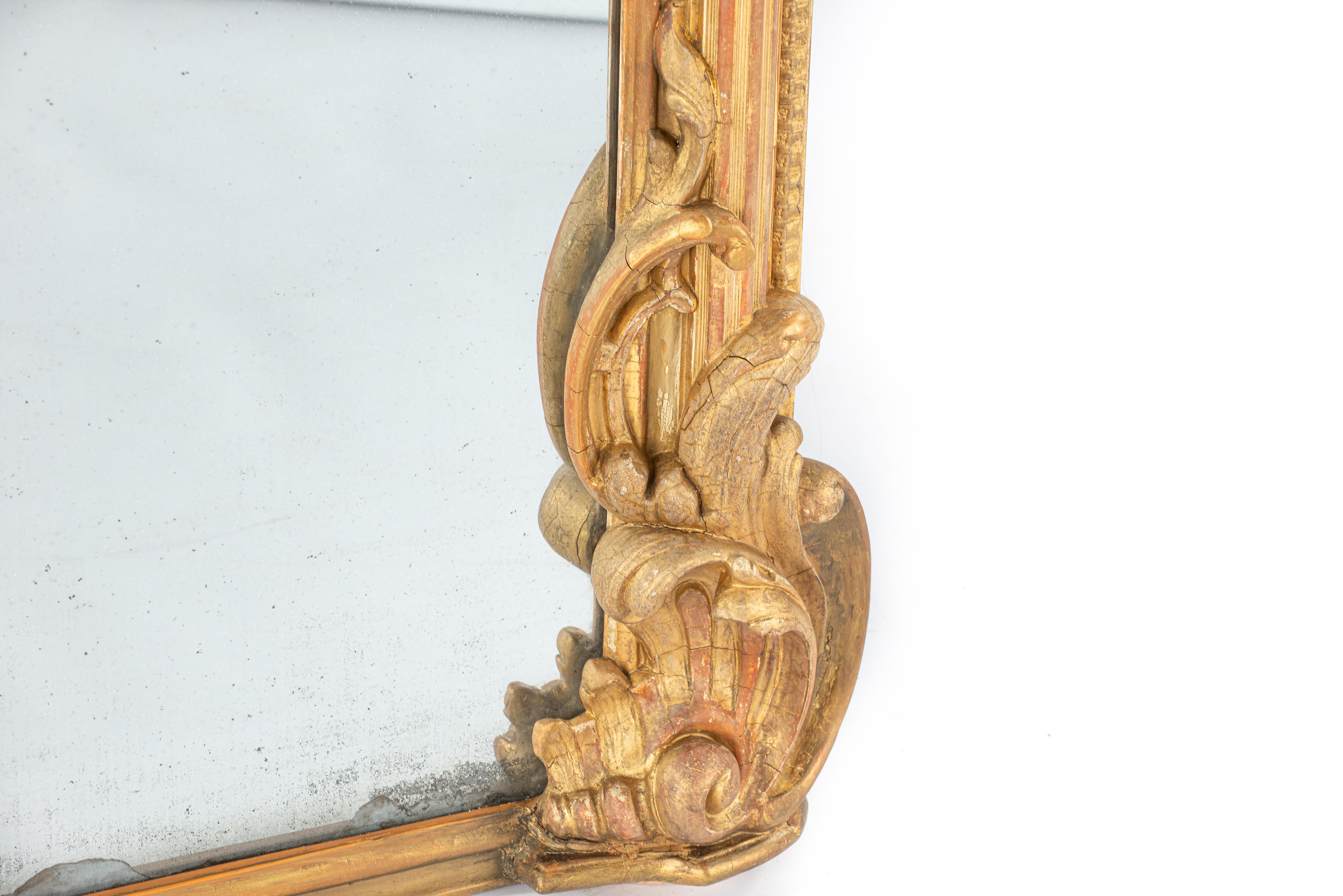 Antique Large Monumental Blattgold vergoldet Französisch ornamental Louis Philippe Mirror  im Angebot 8