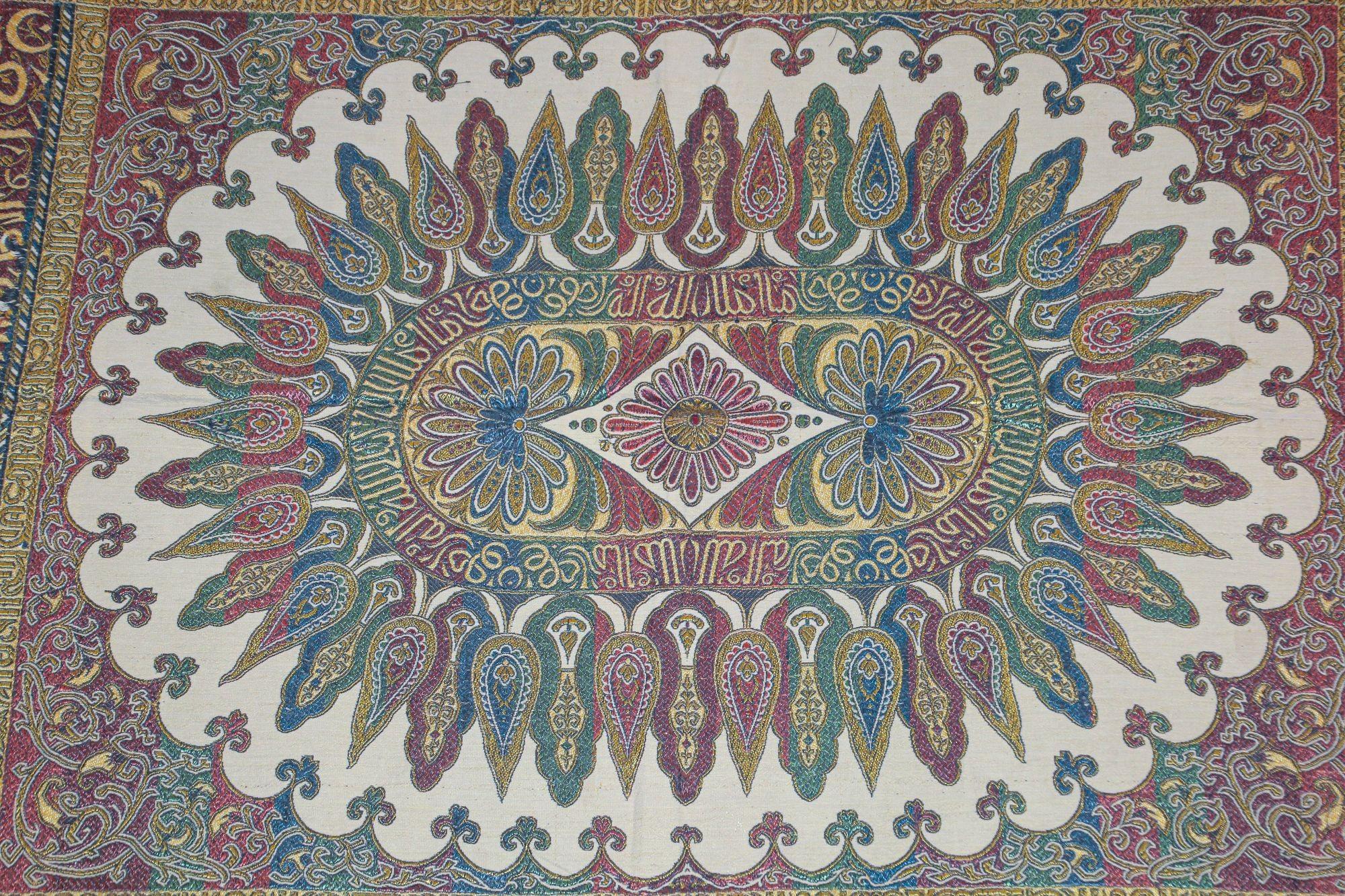 Antique Large Moorish Silk Textile Granada Spain Islamic Art For Sale 3